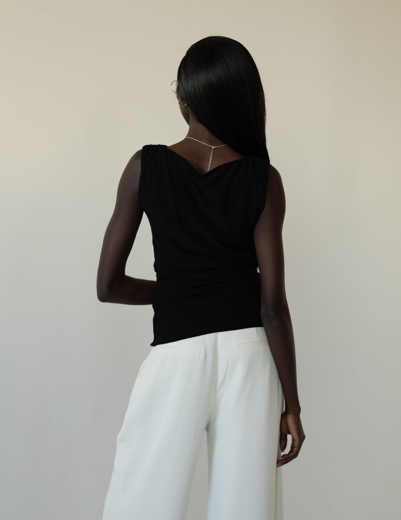 Black sleeveless top