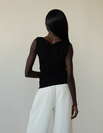 Black sleeveless top