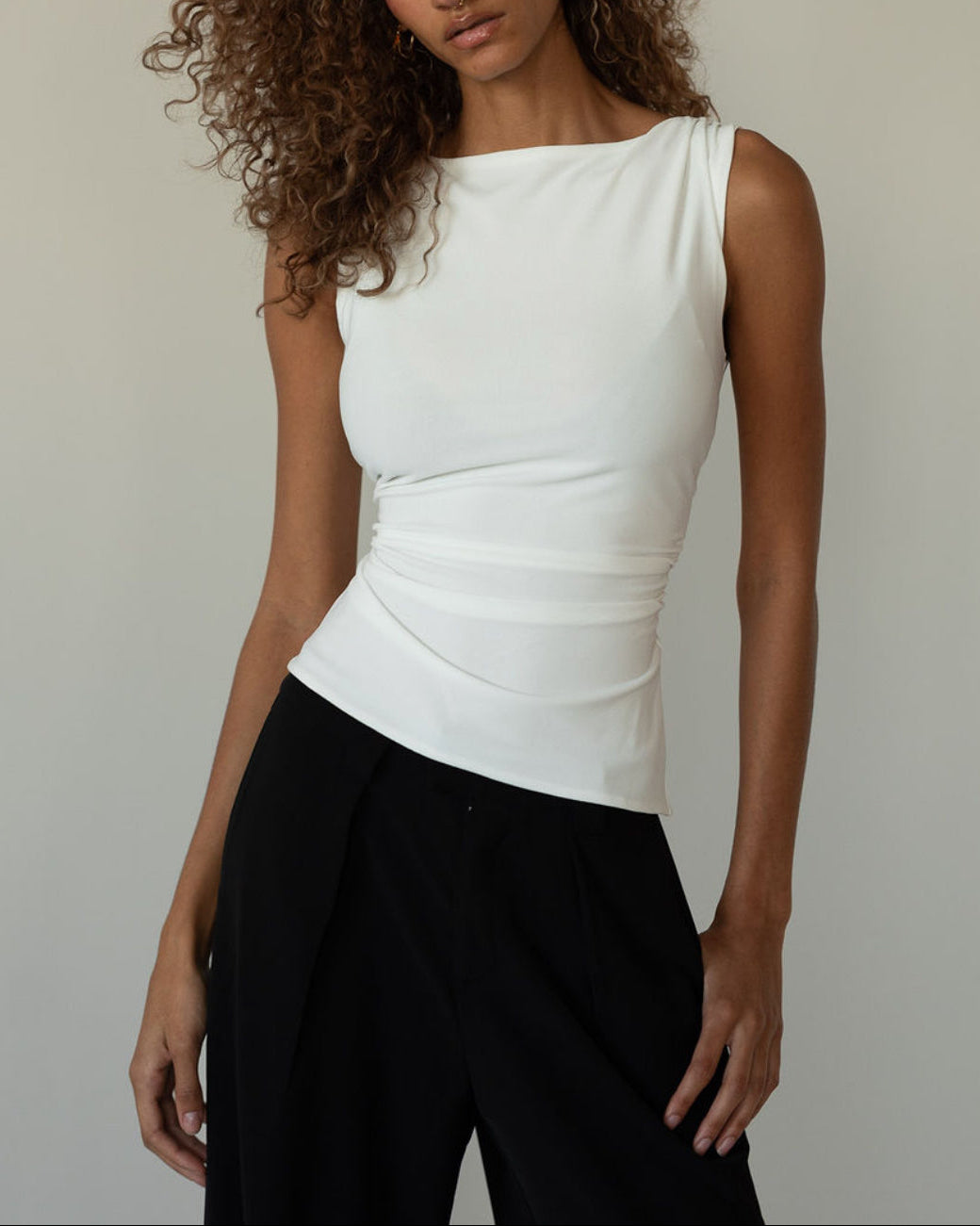 White Sleeveless Top