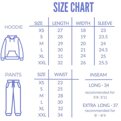 Sunset Pink Tall Girl Clothing Matching Set size chart